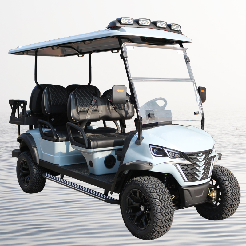Off-road 4 wiel motoraandrijving golfkar club auto 6 zitplaatsen lithiumbatterij 48v elektrische golfkar buggy te koop