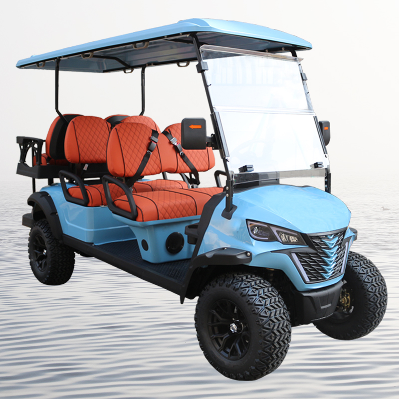 Off-road 4 wiel motoraandrijving golfkar club auto 6 zitplaatsen lithiumbatterij 48v elektrische golfkar buggy te koop