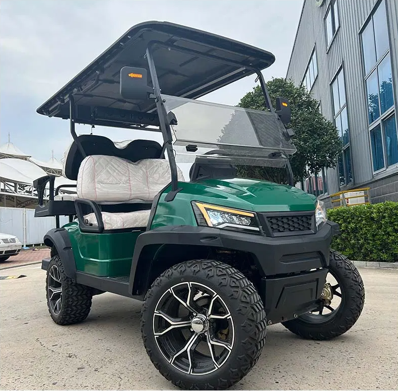 Nyt design 4 personers 4 hjul lithium-ion batteri løftet elektrisk golfvogn 72V med aluminiumsramme