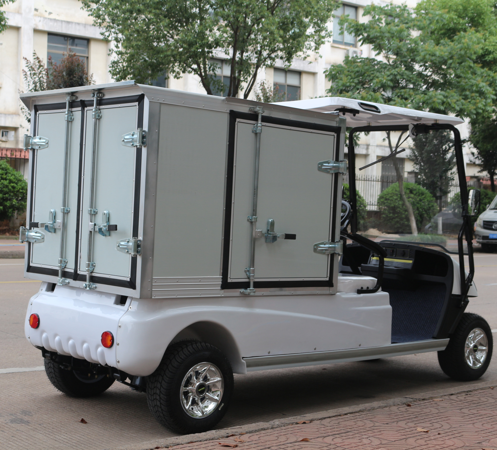 Carrello da golf elettrico a 2 posti per servizio in camera, servizio di pulizia, carrello per carichi chiusi per hotel resort con CE per l'Europa