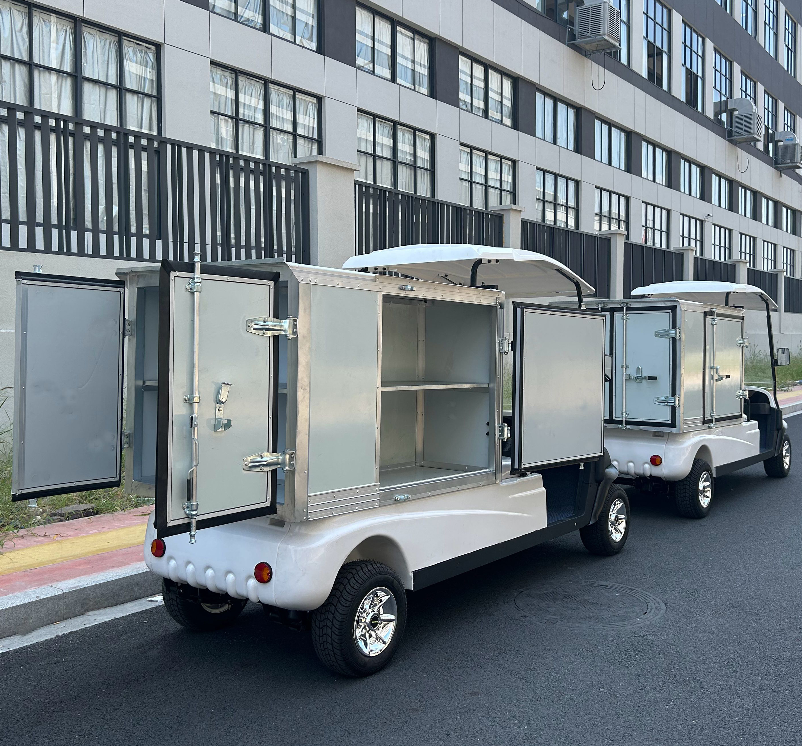 Carrello da golf elettrico a 2 posti per servizio in camera, servizio di pulizia, carrello per carichi chiusi per hotel resort con CE per l'Europa