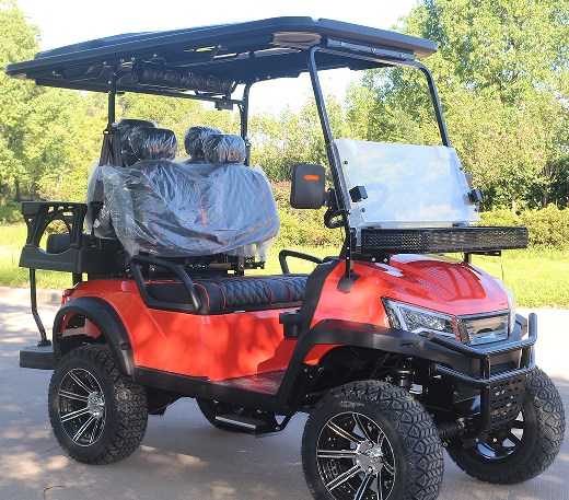 Premium Red All-Terrain Golf Cart with Storage Rack