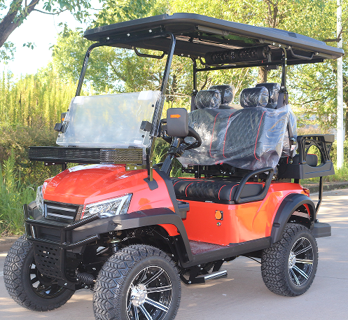 Premium Red All-Terrain Golf Cart with Storage Rack