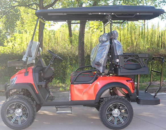 Premium Red All-Terrain Golf Cart with Storage Rack
