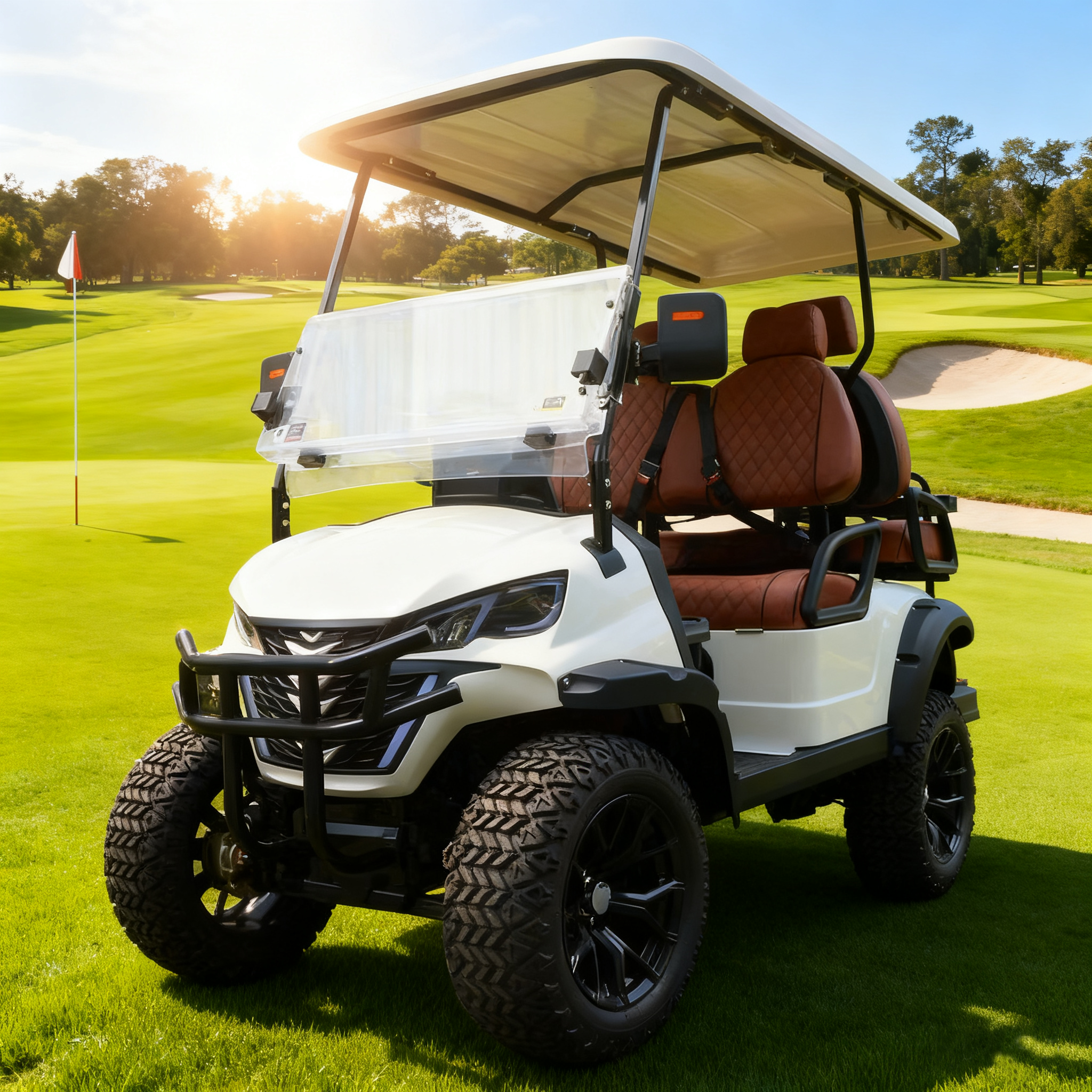 LVZO Black Electric Golf Cart - Heavy-Duty Build for Golf Course Operations & Group Rides