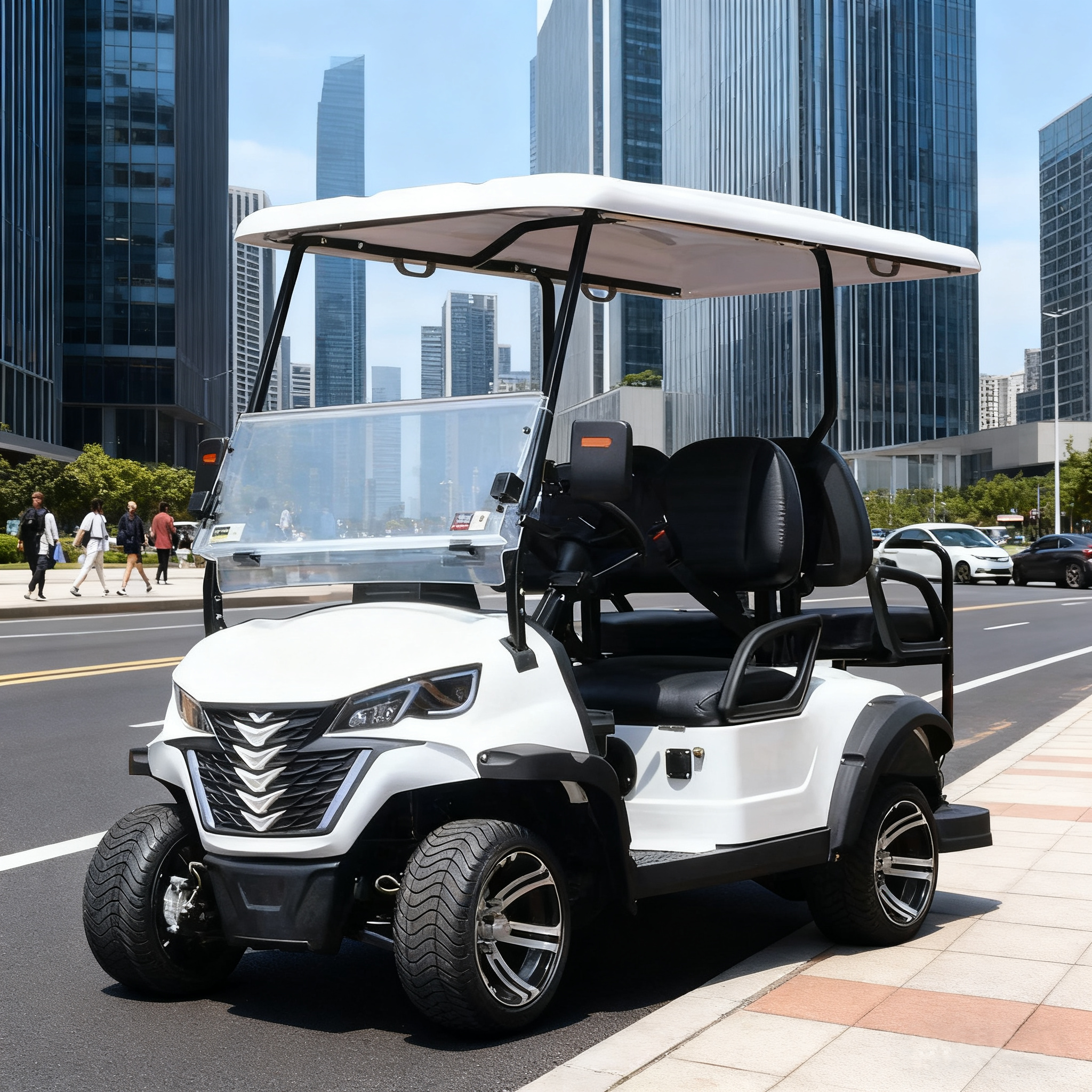LVZO White Electric Golf Cart - Urban Commute & Golf Efficiency Combination