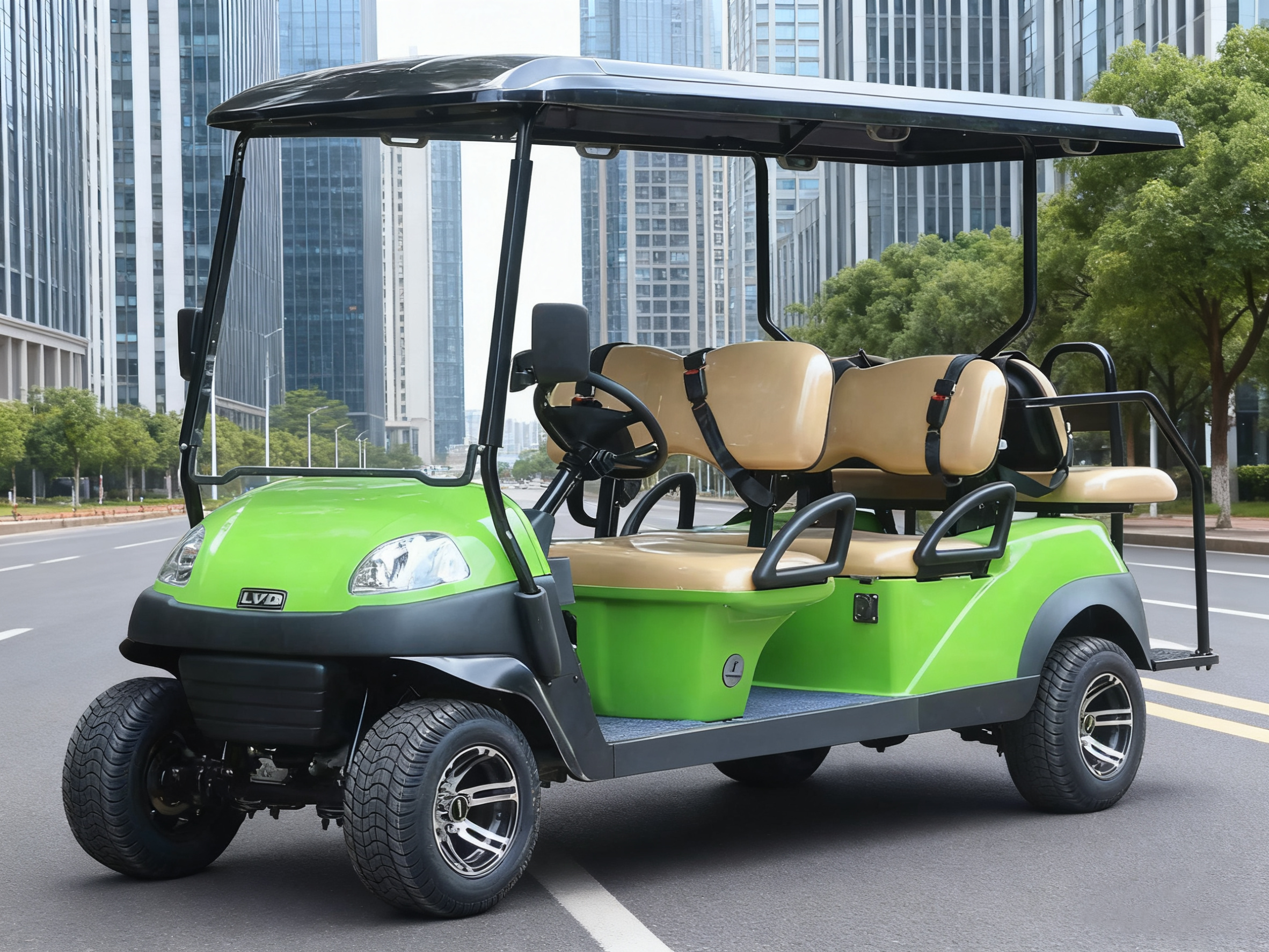 Green Multi-Purpose Golf Cart - 6-Seater for Urban Resort & Golf Transport