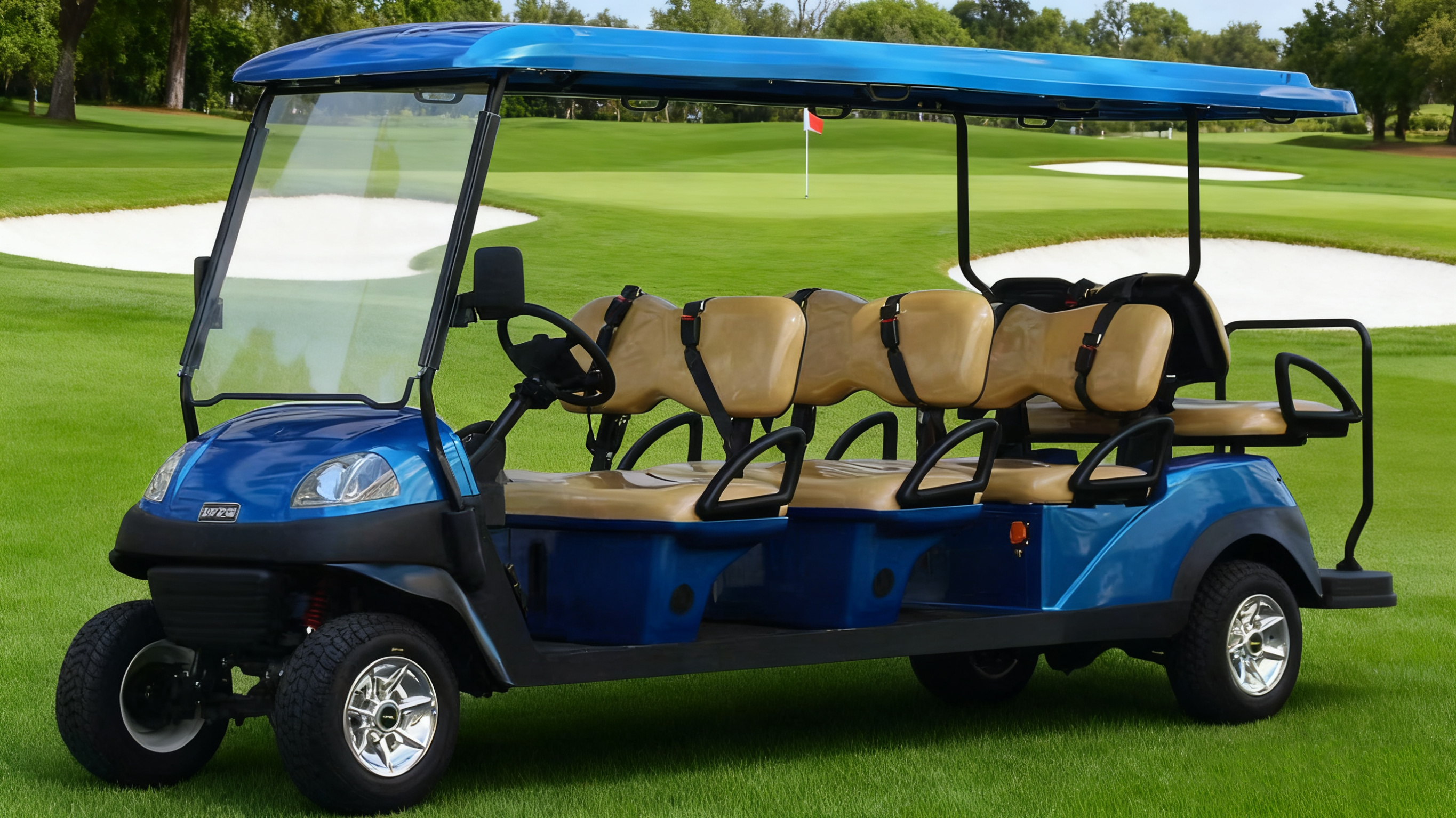 Beige Electric Golf Cart - 4-Seater for Golf Course Efficiency & Comfort