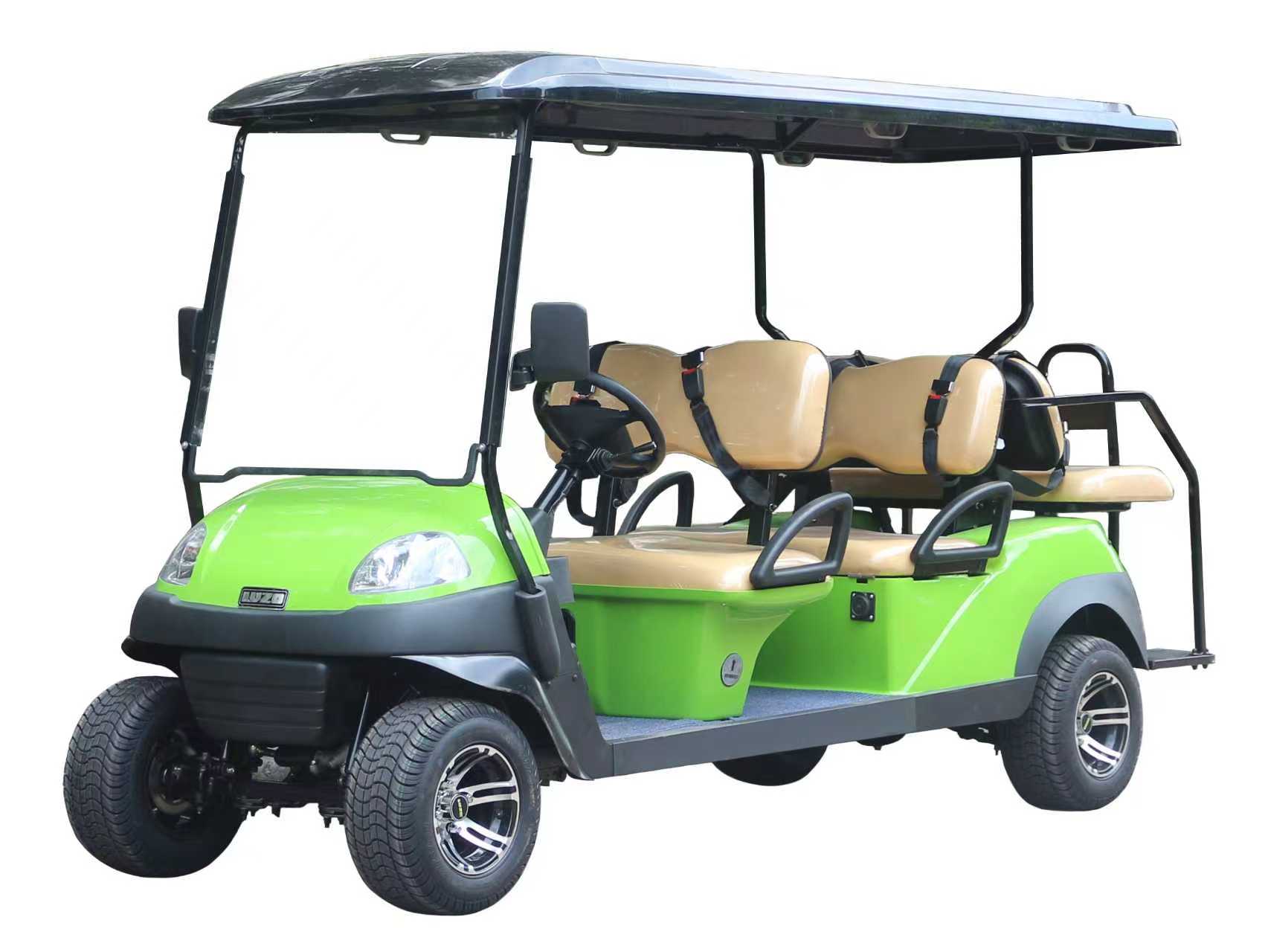 Beige Electric Golf Cart - 4-Seater for Golf Course Efficiency & Comfort