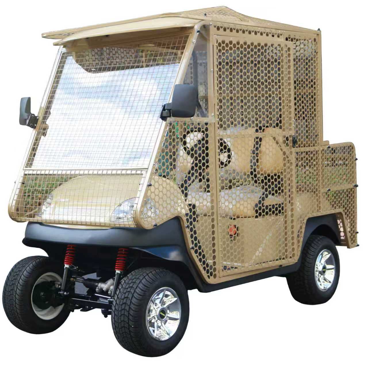 Secure Mesh Electric Golf Cart, Featuring Robust Build for Beach and Recreational Area Transport