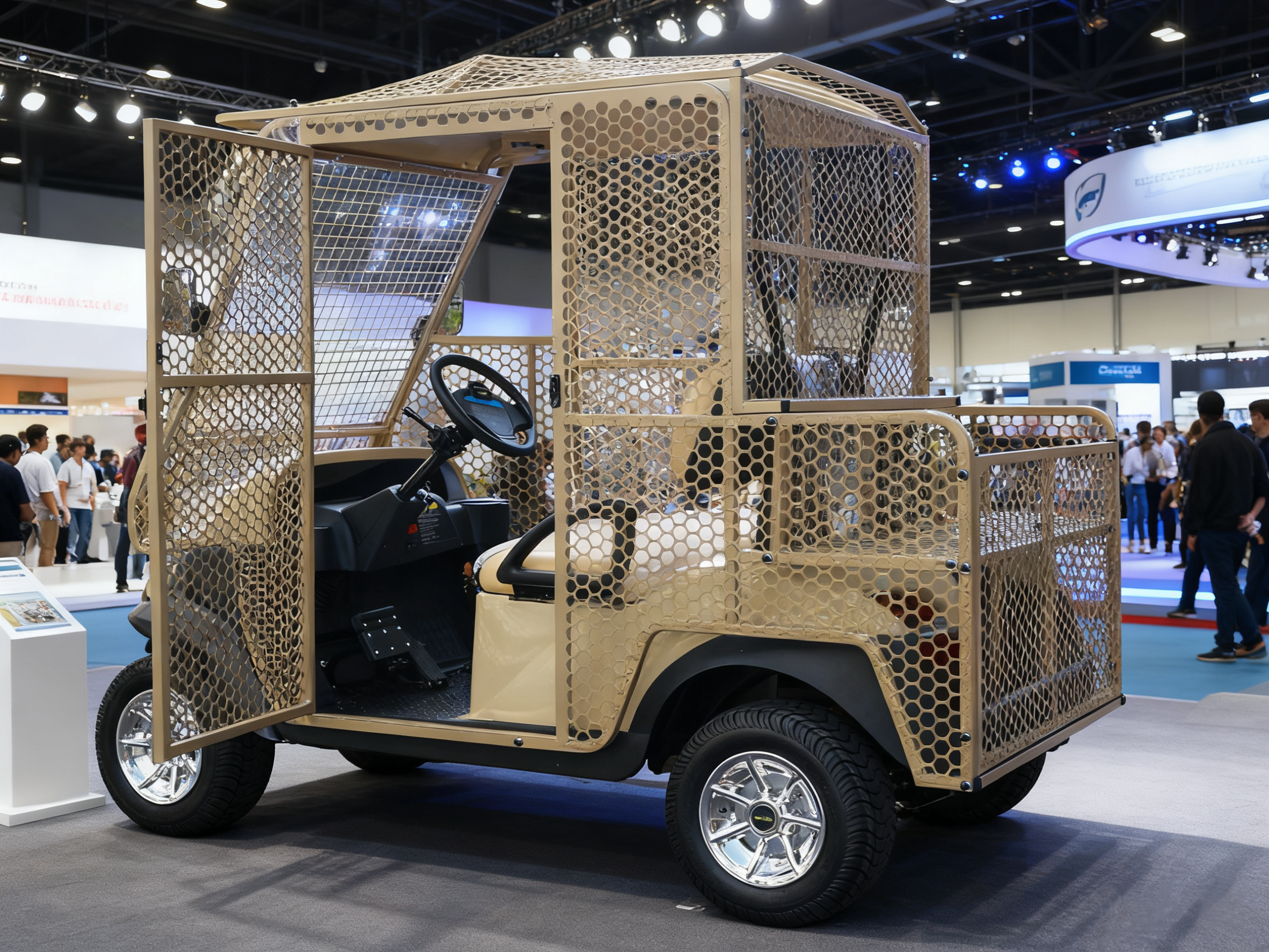 Secure Mesh Electric Golf Cart, Featuring Robust Build for Beach and Recreational Area Transport