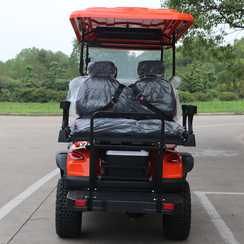 High-Performance Orange Electric Golf Cart with Off-Road Tires, Fit for Golf Course and Rugged Terrain
