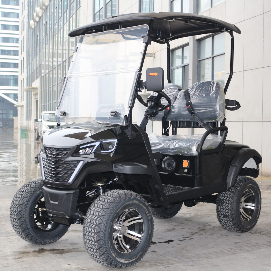 Stylish Black 4-Passenger Electric Golf Cart, Designed for Golf Resort and Outdoor Leisure