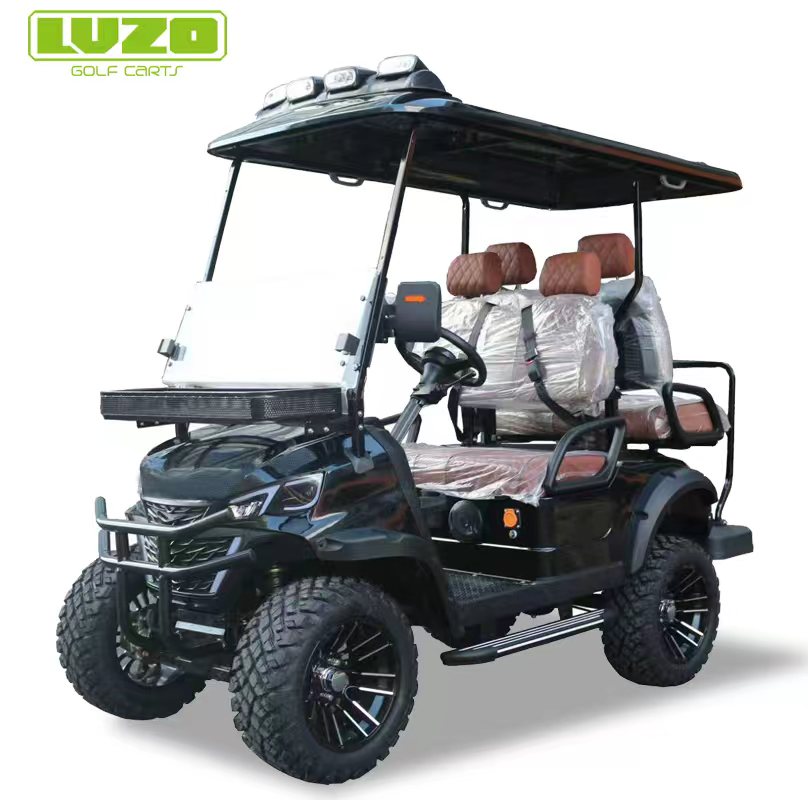 Stylish Black 4-Passenger Electric Golf Cart, Designed for Golf Resort and Outdoor Leisure