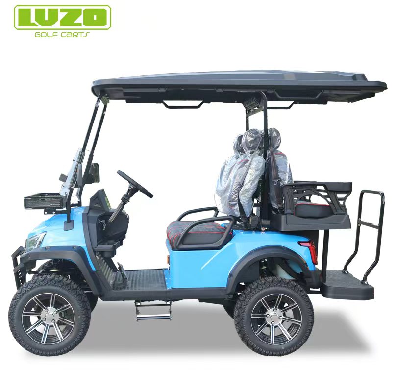 Heavy-Duty Red Electric Golf Vehicle with Rugged Tires, Perfect for Golf and Off-Road Exploration