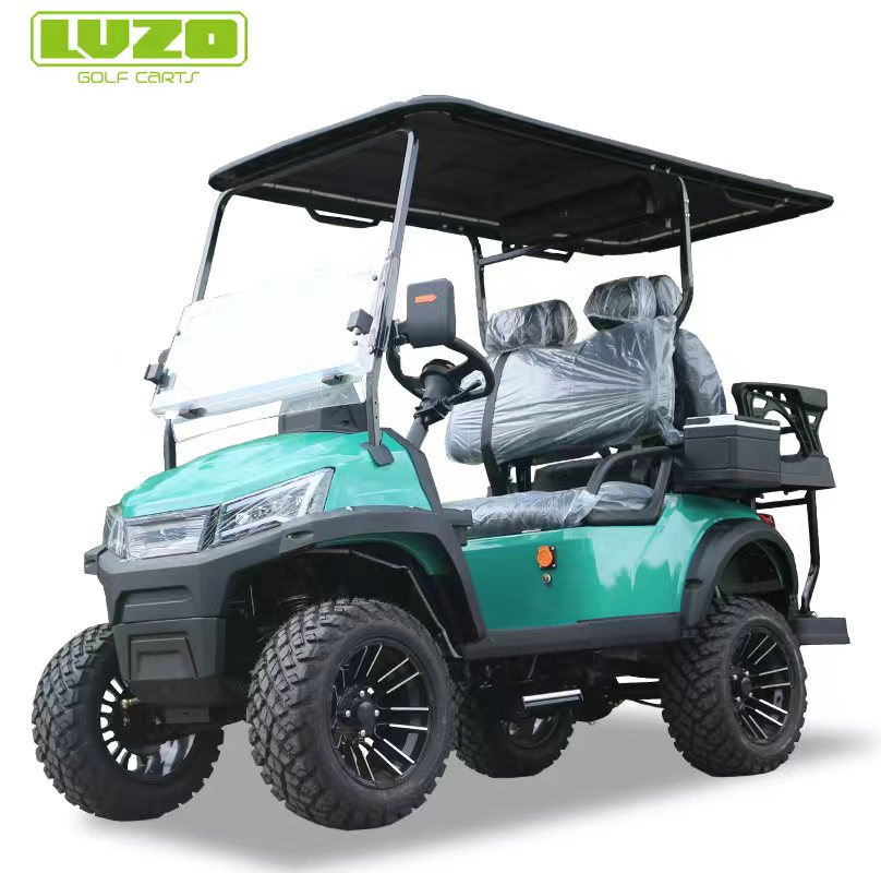 Teal 4-Seat Electric Golf Cart with Off-Road Tires for Golfing
