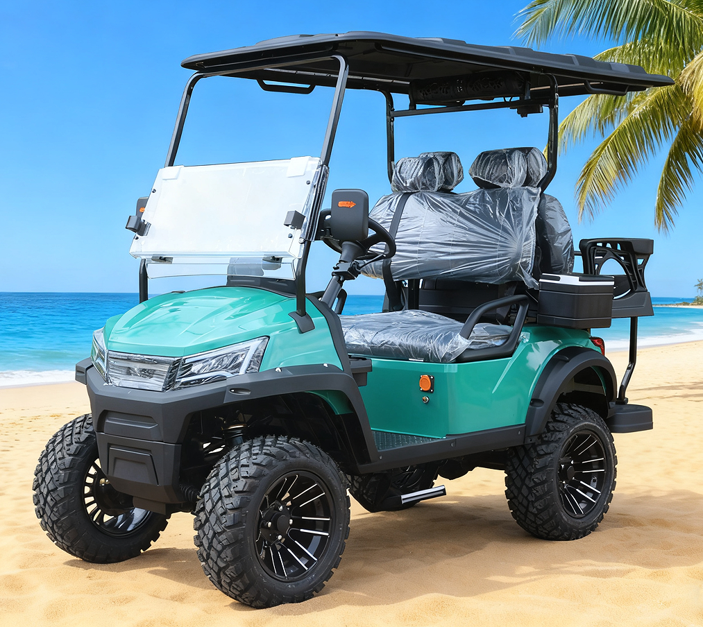 Teal/Red 4-Seater Electric Golf Cart for Golf & Leisure