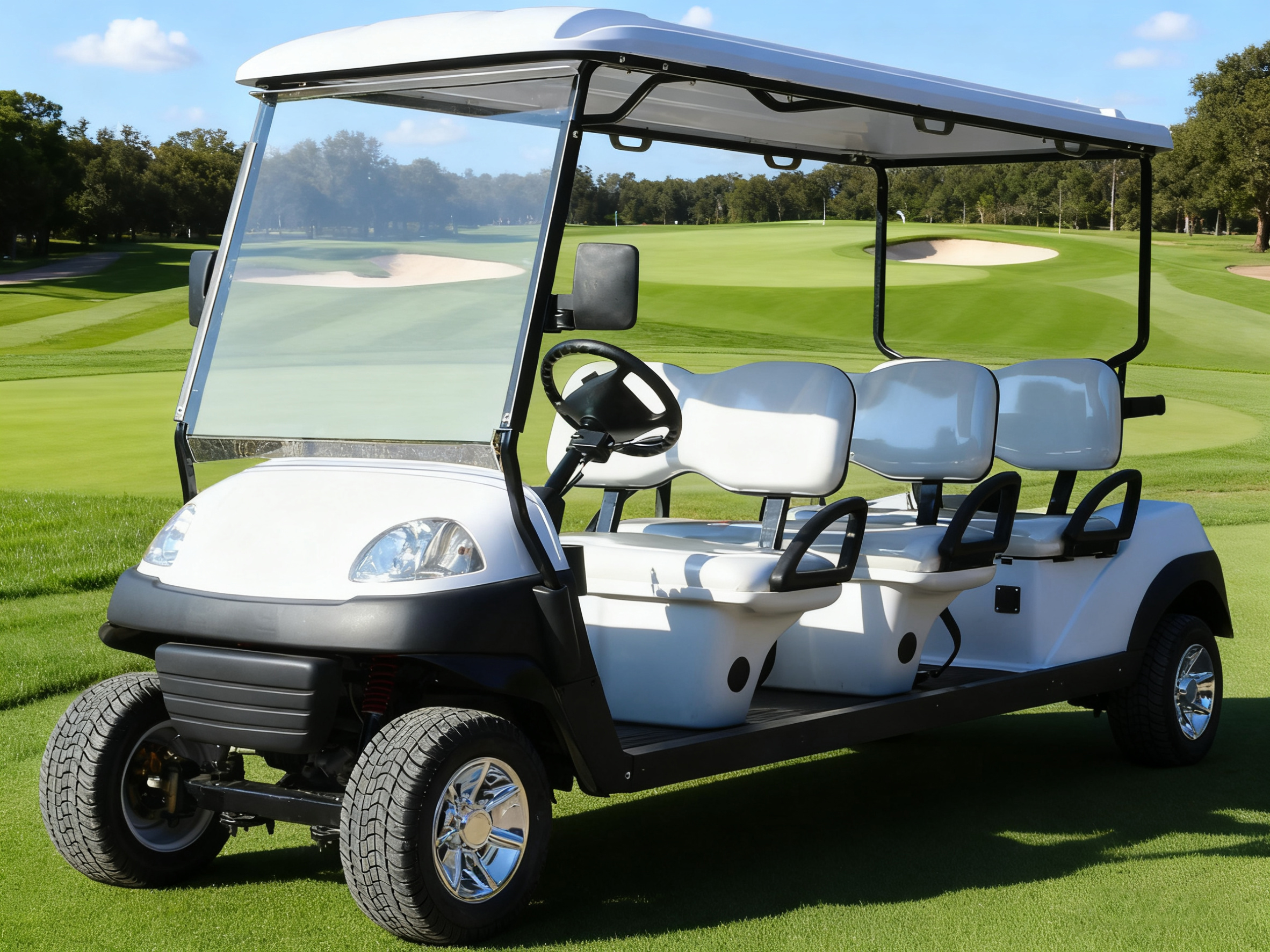 White 4-Seater Electric Golf Cart for Golf Course & Resort Shuttling