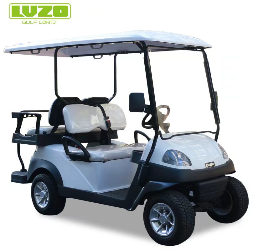 Comfortable 2-Seat White Golf Cart with Sturdy Tires for Golf Greens