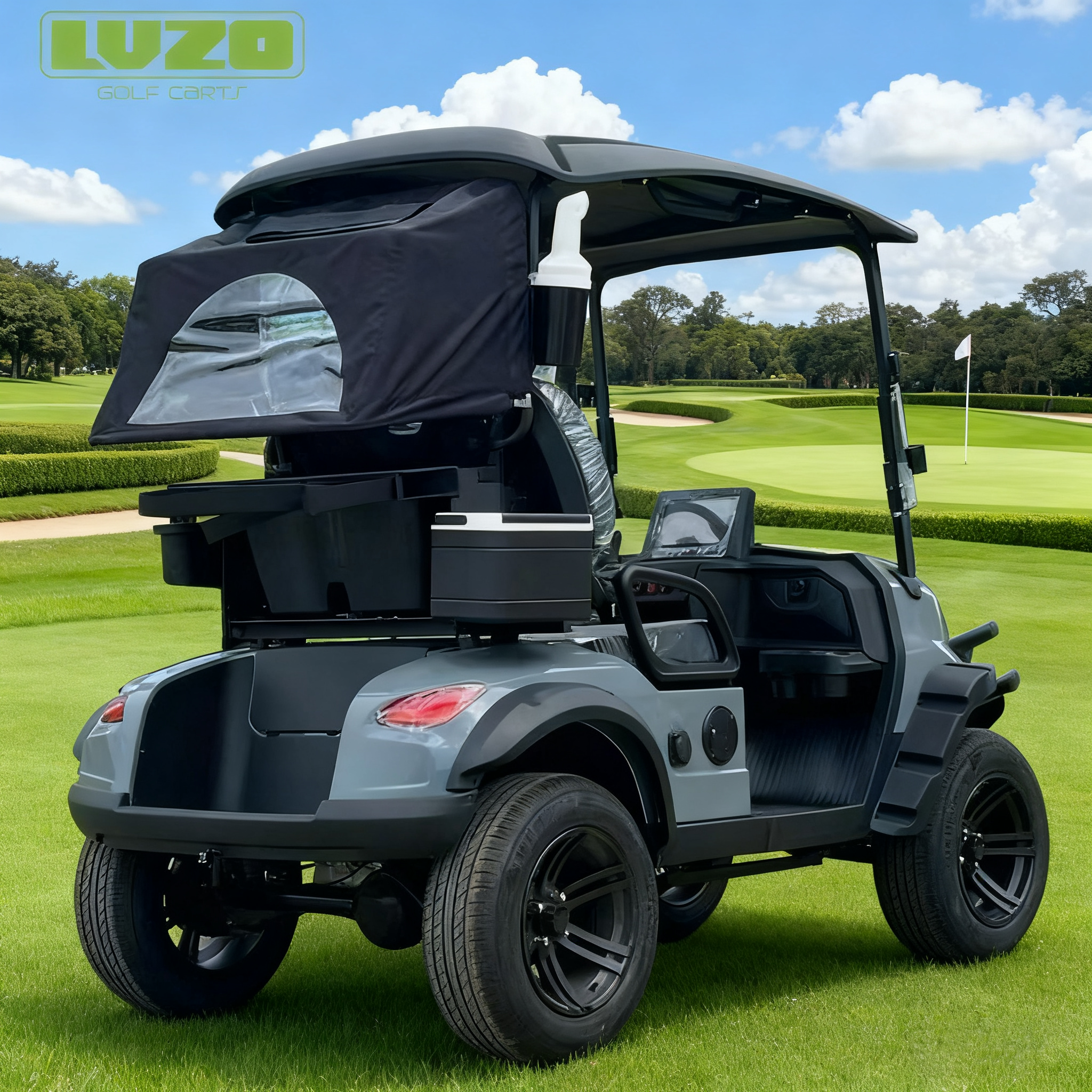 Stylish Gray LVZO Golf Cart with Bumper & Windshield for Golf Leisure