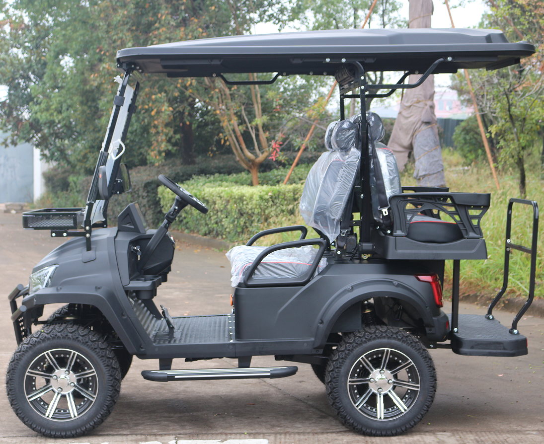 Multi-Purpose Black Electric Golf Cart with Off-Road Tires for Golf & Outdoors