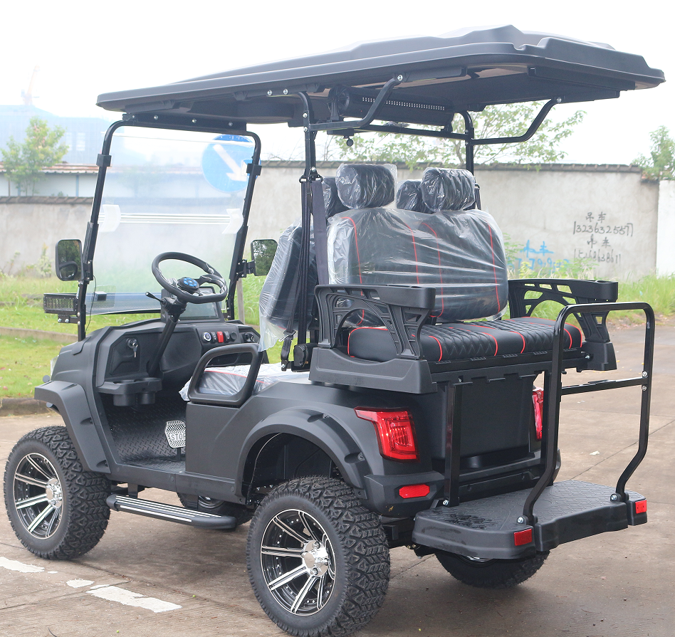 Multi-Purpose Black Electric Golf Cart with Off-Road Tires for Golf & Outdoors