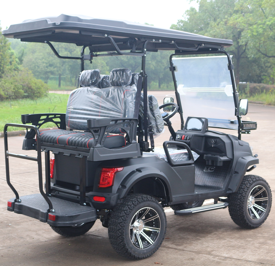 Multi-Purpose Black Electric Golf Cart with Off-Road Tires for Golf & Outdoors