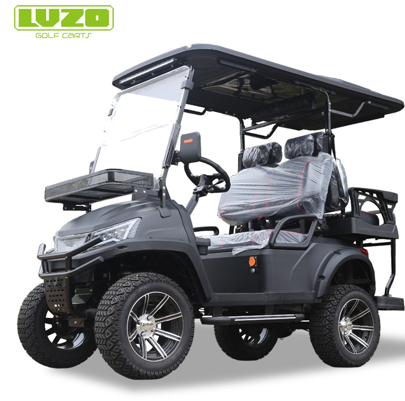 Off-Road Ready Black 4-Seater Golf Cart with Front Storage for Golf Resorts