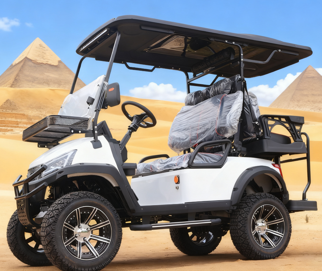 4-Seater White Golf Cart (Same Design as Black Version) for Resort Use
