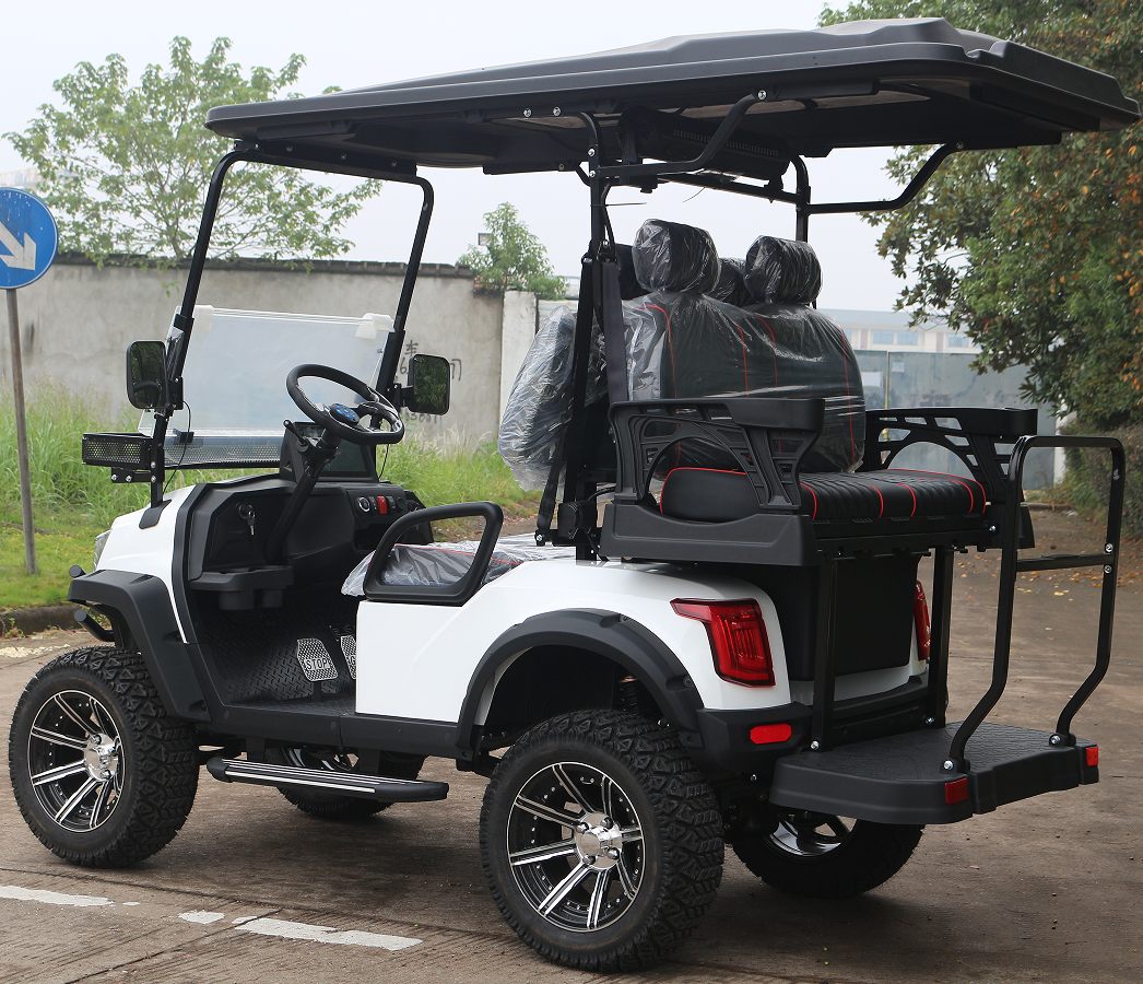 4-Seater White Golf Cart (Same Design as Black Version) for Resort Use