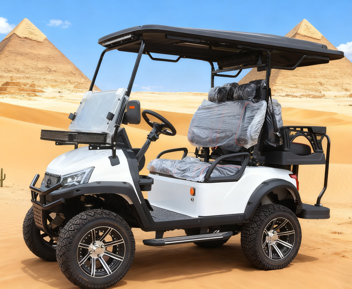 White Multi-Purpose Golf Cart (Same as Black Model) with Off-Road Tires