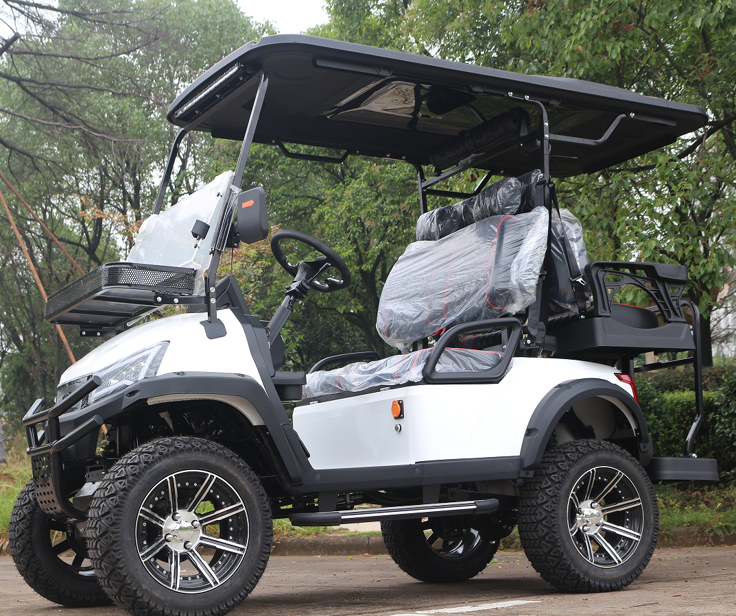 White Multi-Purpose Golf Cart (Same as Black Model) with Off-Road Tires