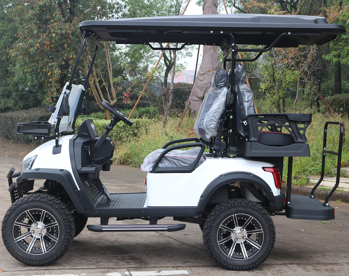 White 4-Seater Golf Cart with Front Cargo Net