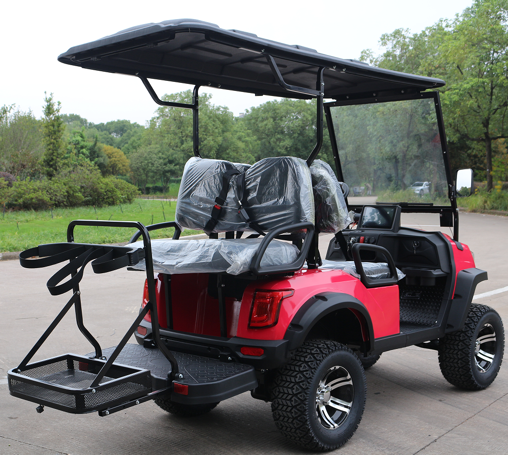 Red Off-Road Golf Cart with 4 Seats for Adventure & Scenic Transport