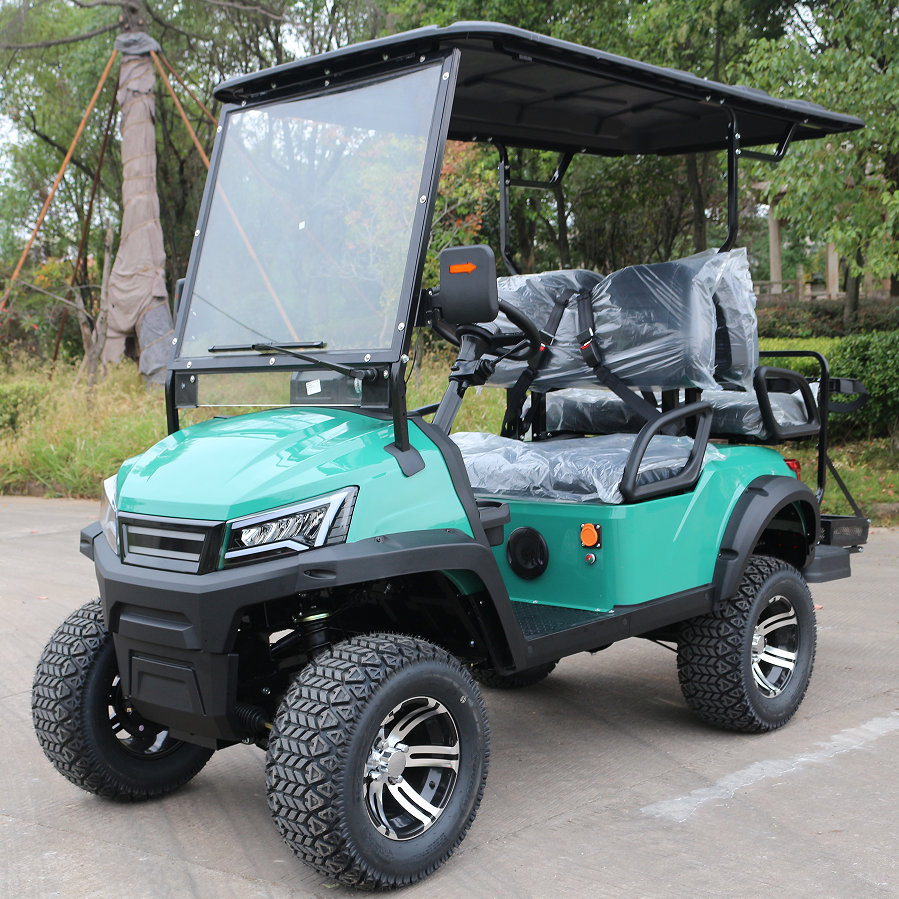 4-Passenger Teal Off-Road Golf Cart with Rugged Tires