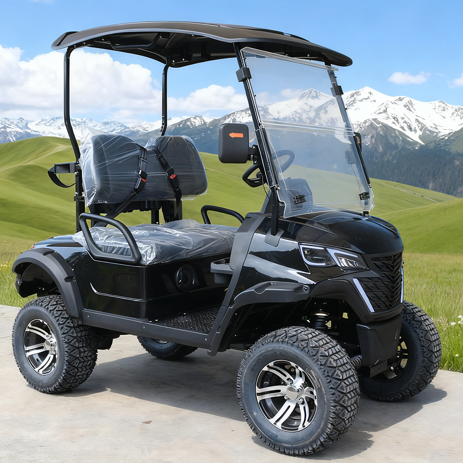 Off-Road Ready Black Golf Cart (2 Seats) for Scenic & Golf Trips