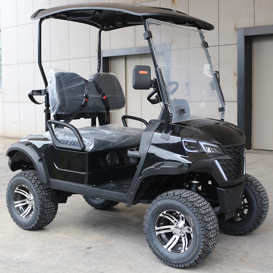 Black 2-Passenger Off-Road Golf Cart for Leisure & Terrain Rides