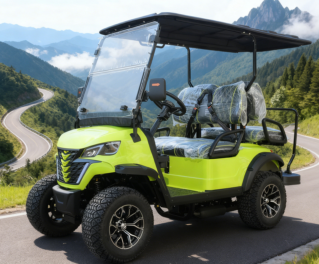 Desert-Ready Neon Green Gasoline Off-Road Golf Cart (4 Passengers)