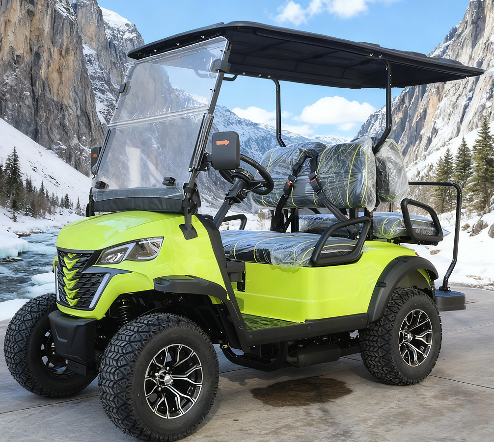 Neon Green Gasoline Off-Road Golf Cart (4-Seater) for Desert Tours