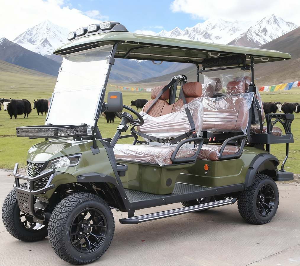 Off-Road Ready Green Gasoline Golf Cart (6 Seats) for Outdoor Excursions