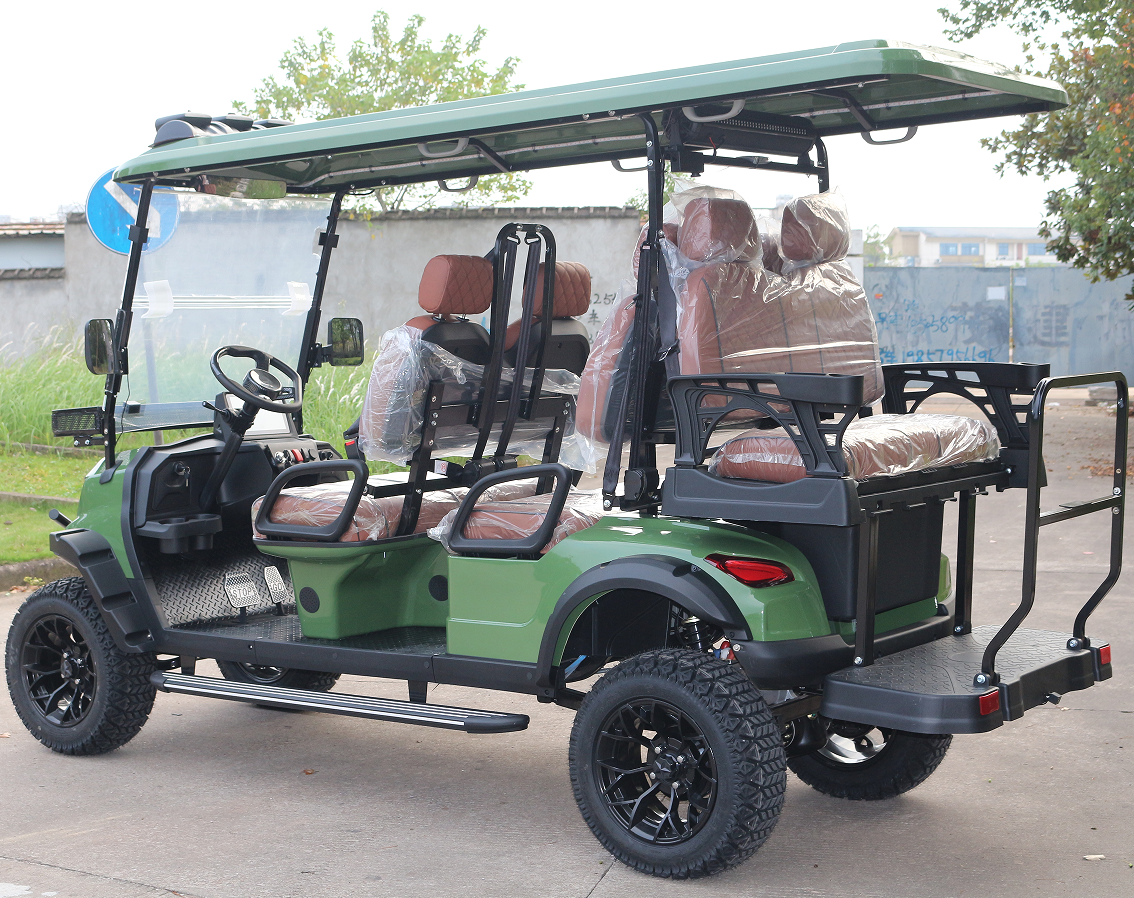 Green Gasoline Off-Road Golf Cart (6 Seater) for Group Scenic Transport