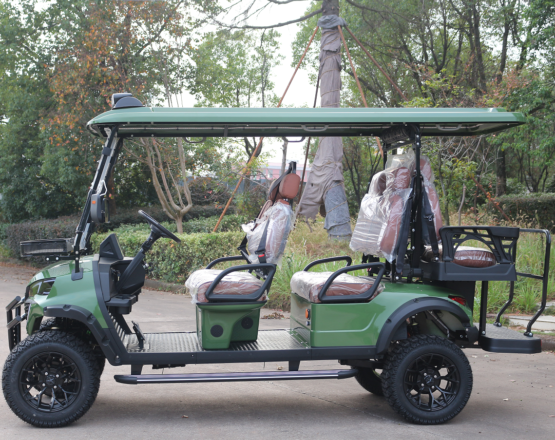 Green 6-Seater Gasoline Golf Cart (Off-Road) for Group Outdoor Trips