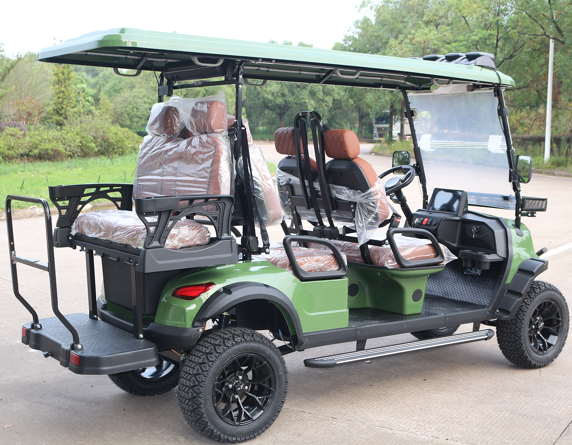Gasoline-Powered Green Off-Road Golf Cart (6 Seats) for Resort Shuttles