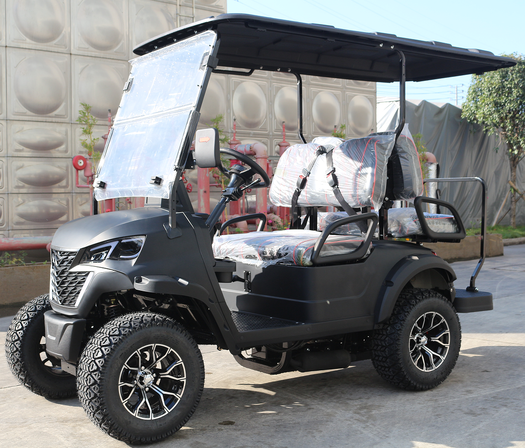 4-Seater Black Gasoline Golf Cart (Off-Road) for Leisure & Transport