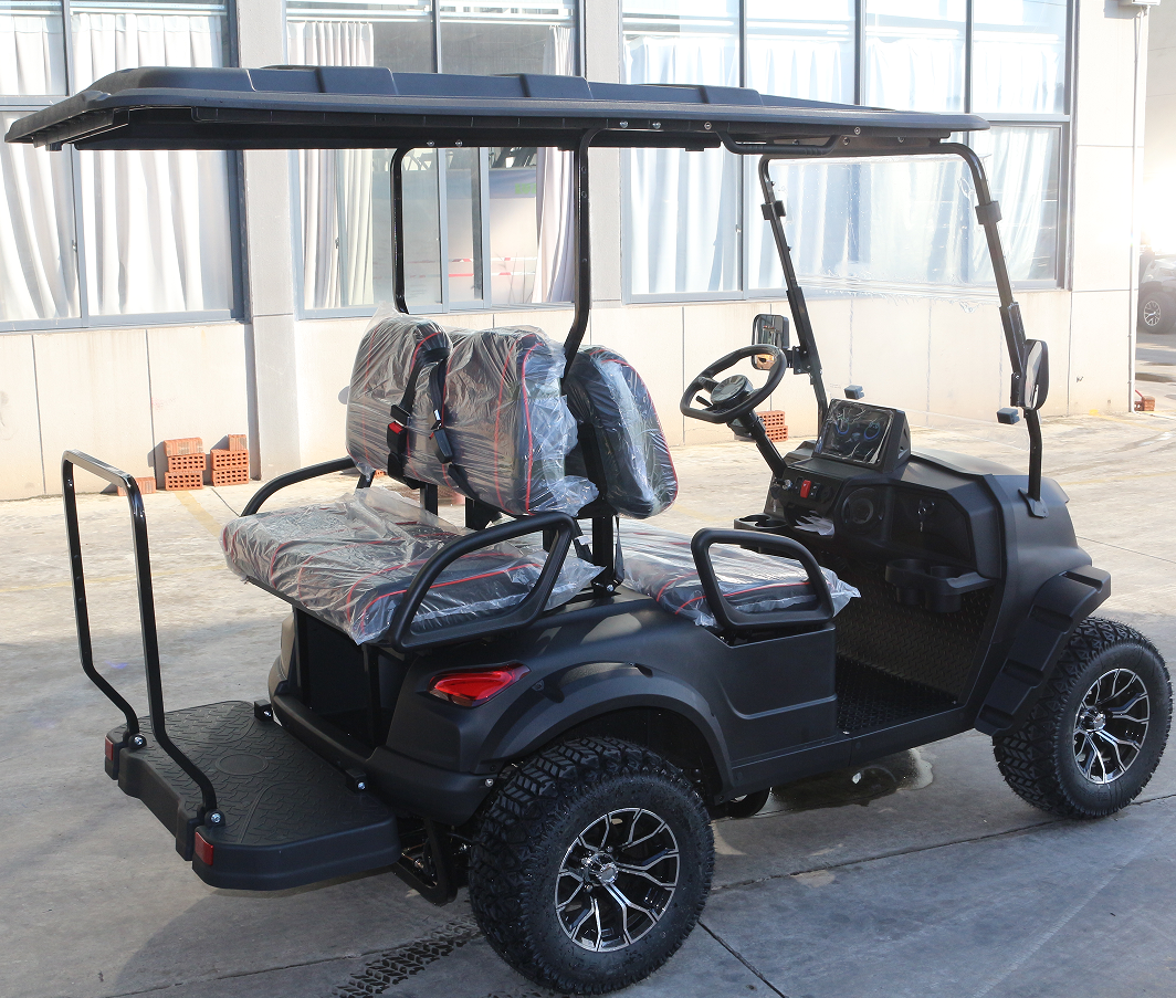 4-Seater Black Gasoline Golf Cart (Off-Road) for Leisure & Transport