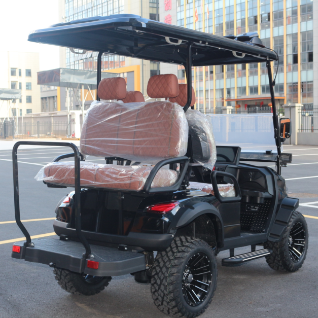 Gasoline-Powered Black Off-Road Golf Cart (4 Seats) for Rugged Terrains