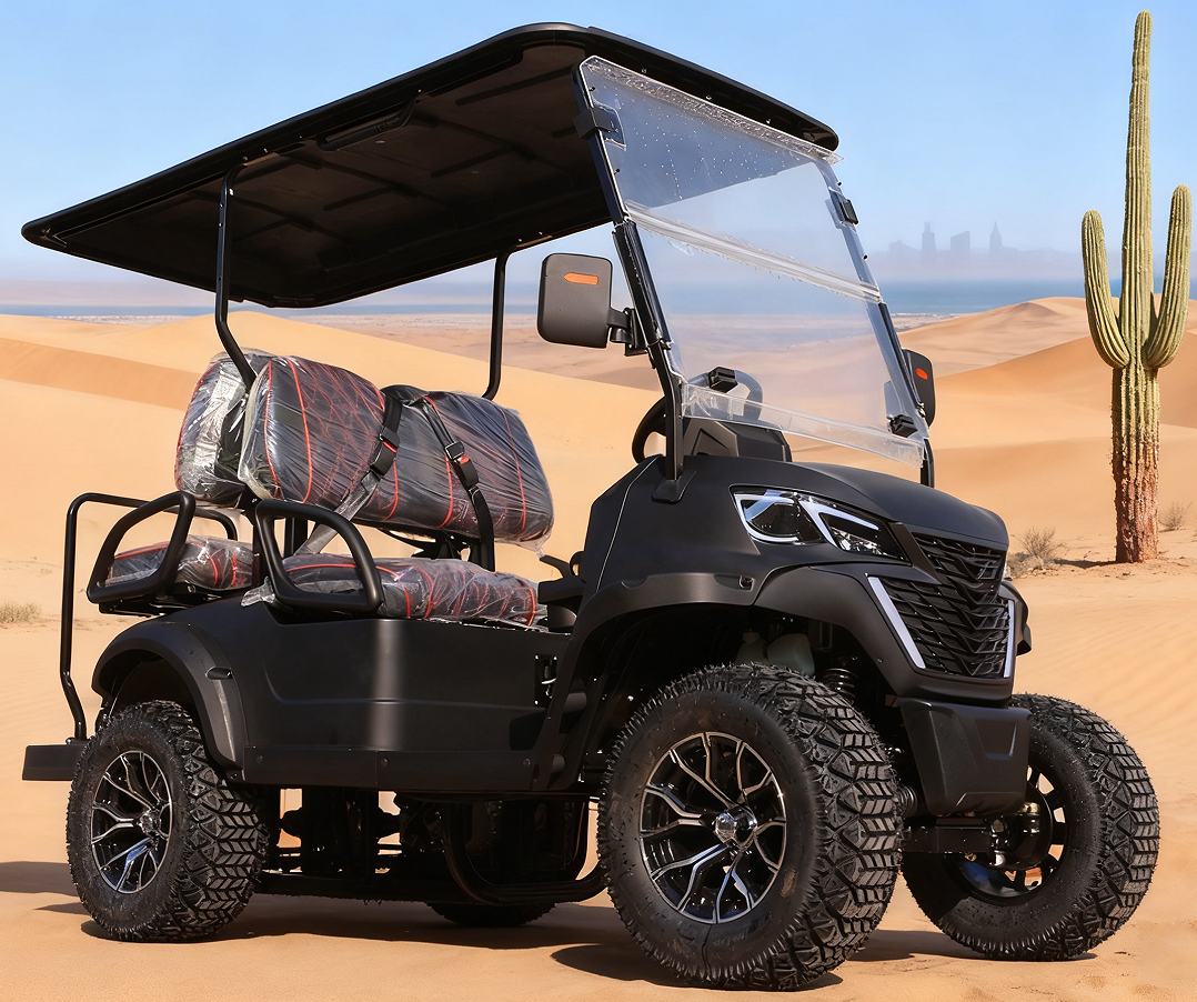 Black 4-Passenger Gasoline Golf Cart (Off-Road) for Multi-Scenario Use