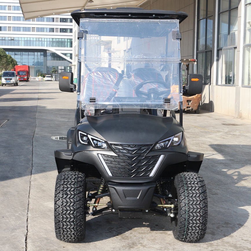 Off-Road Ready Black Gasoline Golf Cart (4 Seats) for Outdoor Excursions