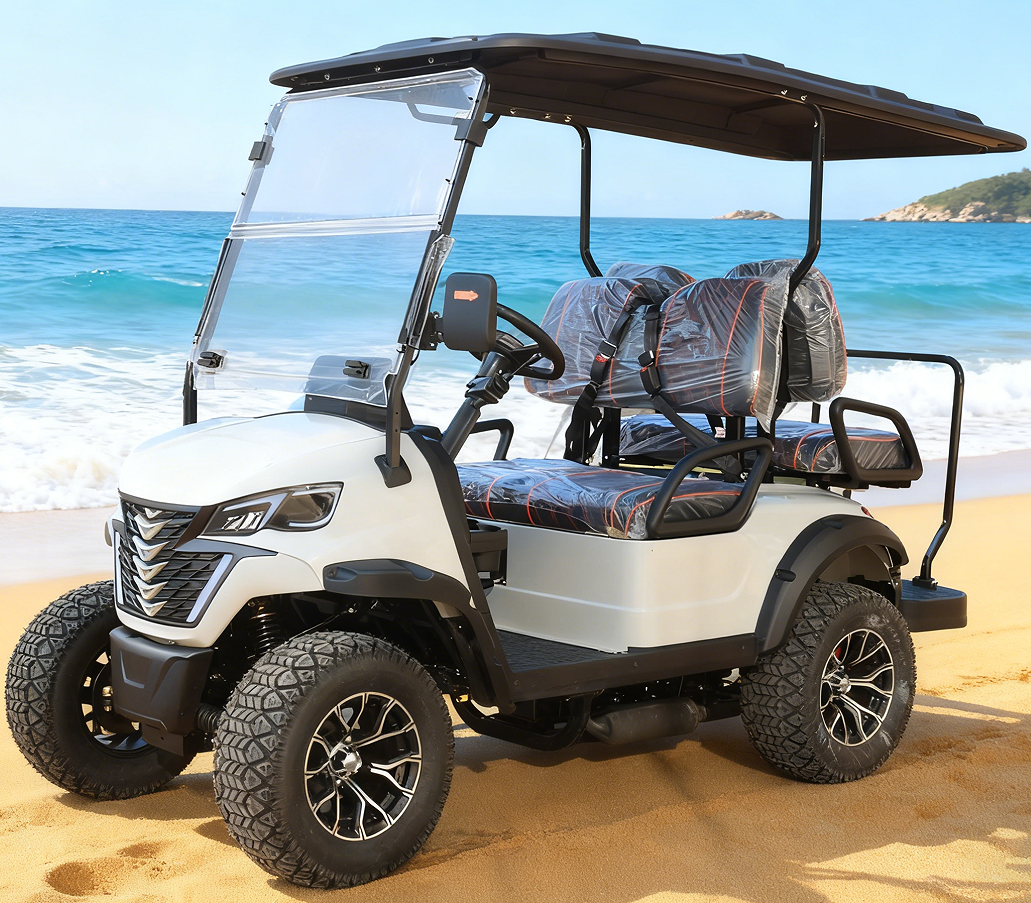 4-Seater Light Gray Gasoline Golf Cart (Off-Road) for Leisure & Daily Transport
