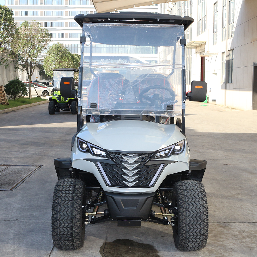 Gasoline-Powered Light Gray Off-Road Golf Cart (4 Seats) for Rugged Terrains